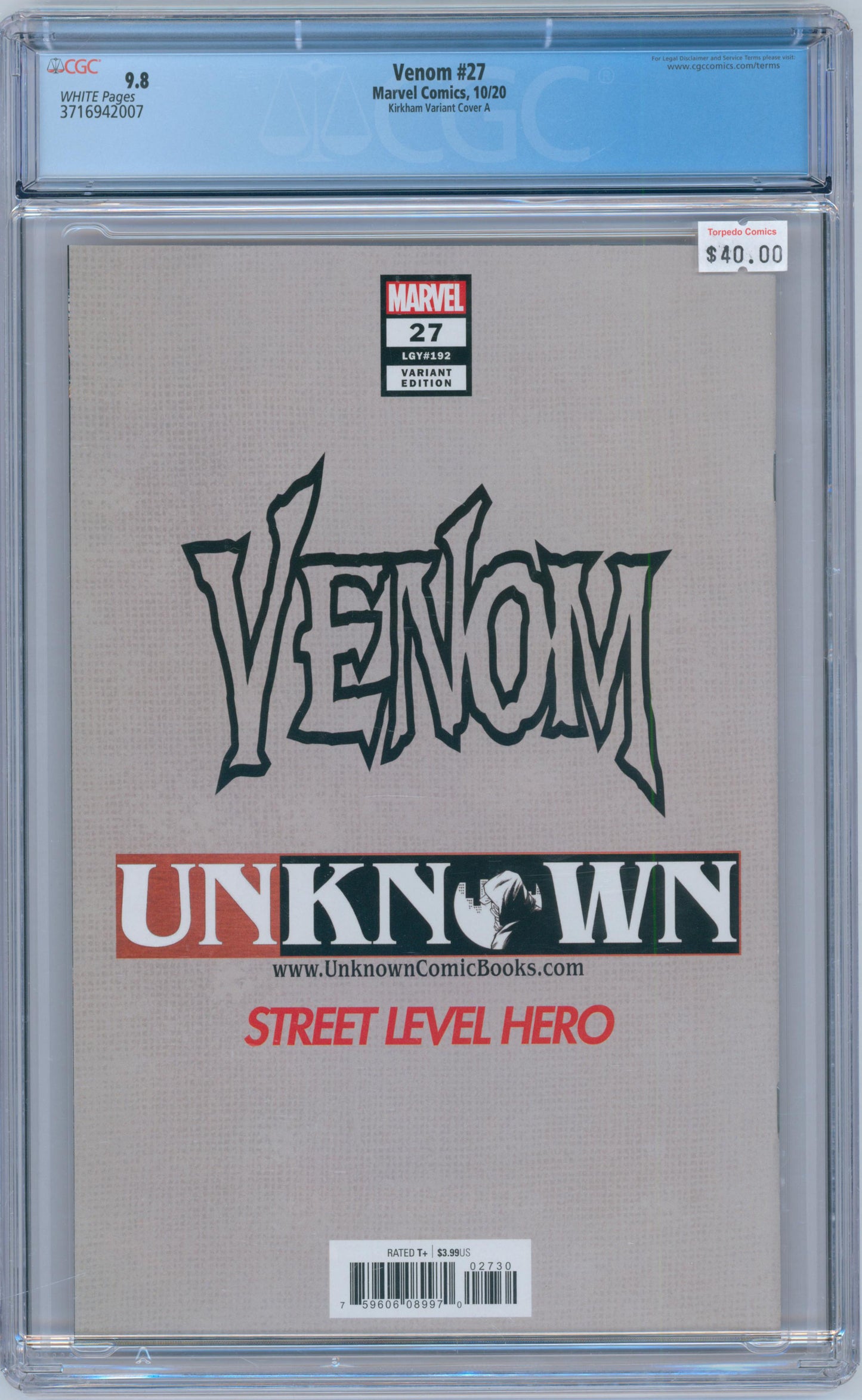 Venom #27 9.8 CGC Kirkham Variant Cover A 1st Full Appearance of Codex