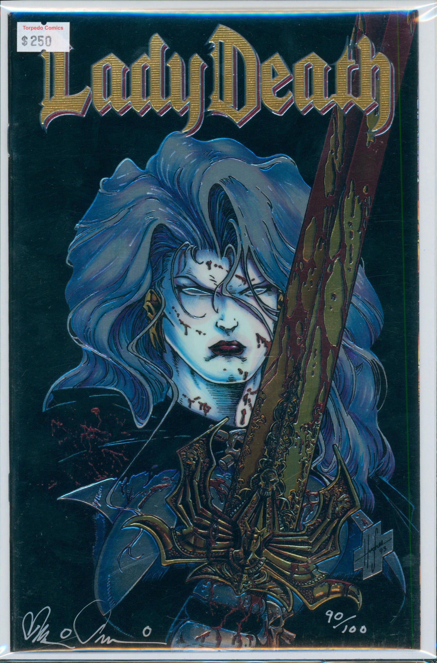 Lady Death #1 Creator File Copy 9.2 NM- Raw Comic Signed Brian Pulido #90/100