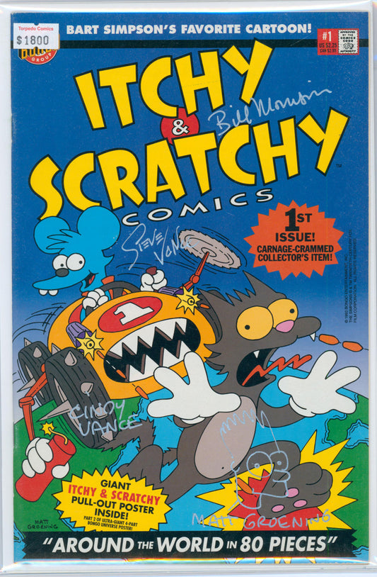 Itchy & Scratchy #1 8.5 Sig. 4x & Matt Groening Remarque