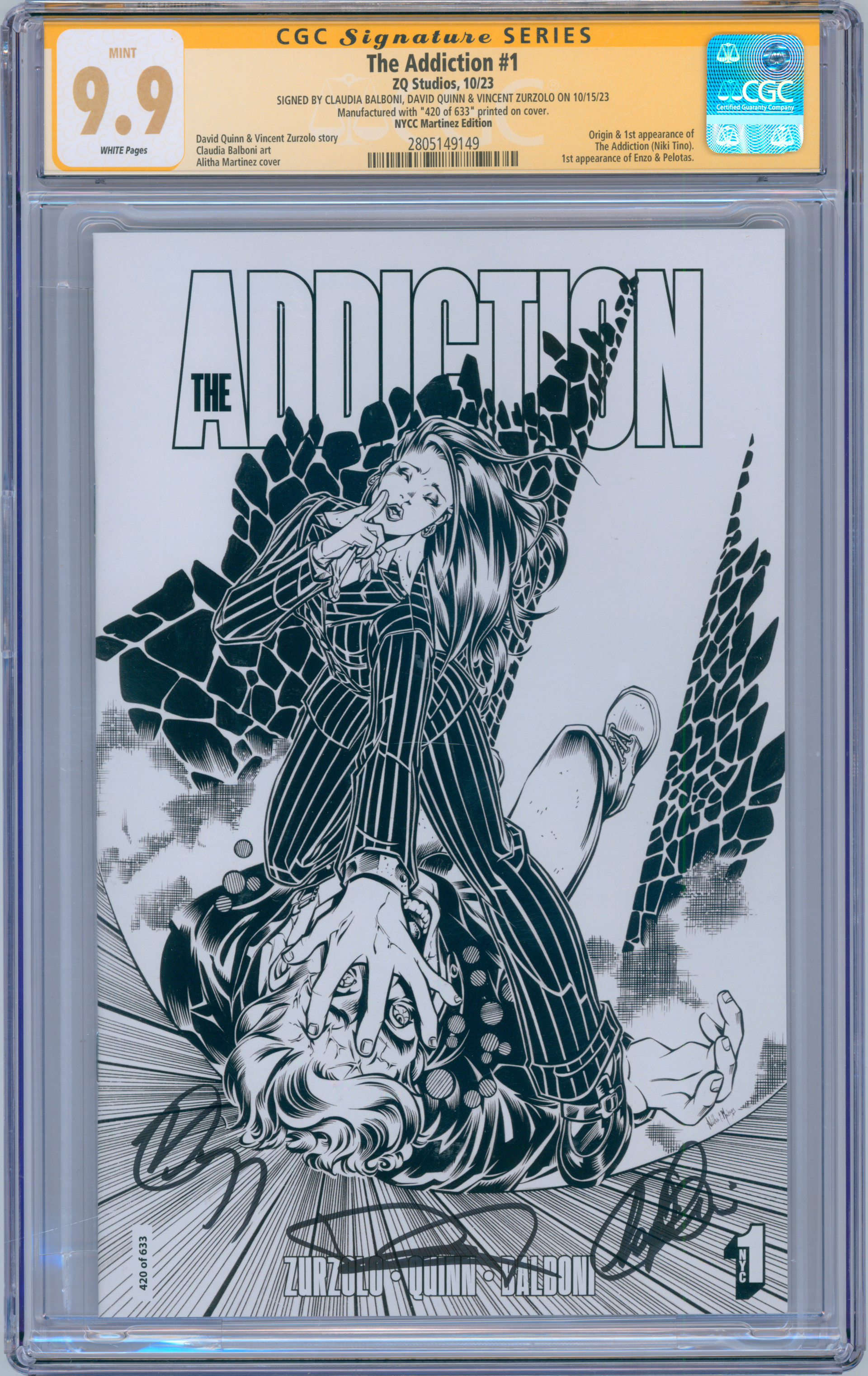 Addiction #1 9.9 CGC NYCC Martinez Edition 3x Signed