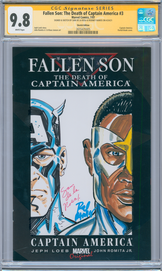 The Death of Captain America #3 9.8 CGC Signed & Sketched Sam De La Rosa & Rodney Ramos