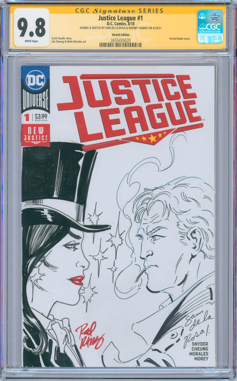 Justice League #1 9.8 CGC Signed & Sketched Sam De La Rosa & Rodney Ramos