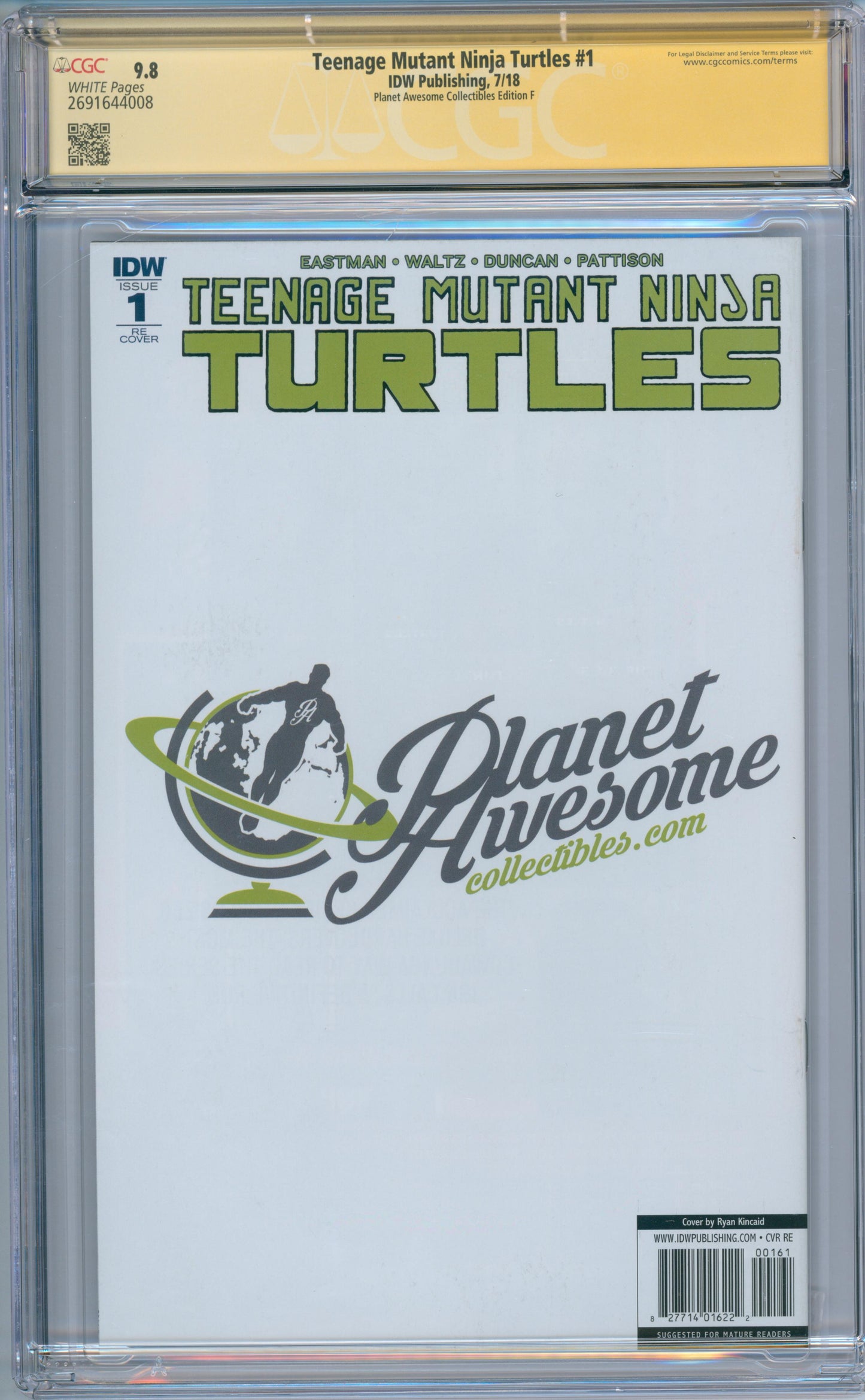 Teenage Mutant Ninja Turtles #1 (2018) CGC 9.8 Sig. Kevin Eastman
