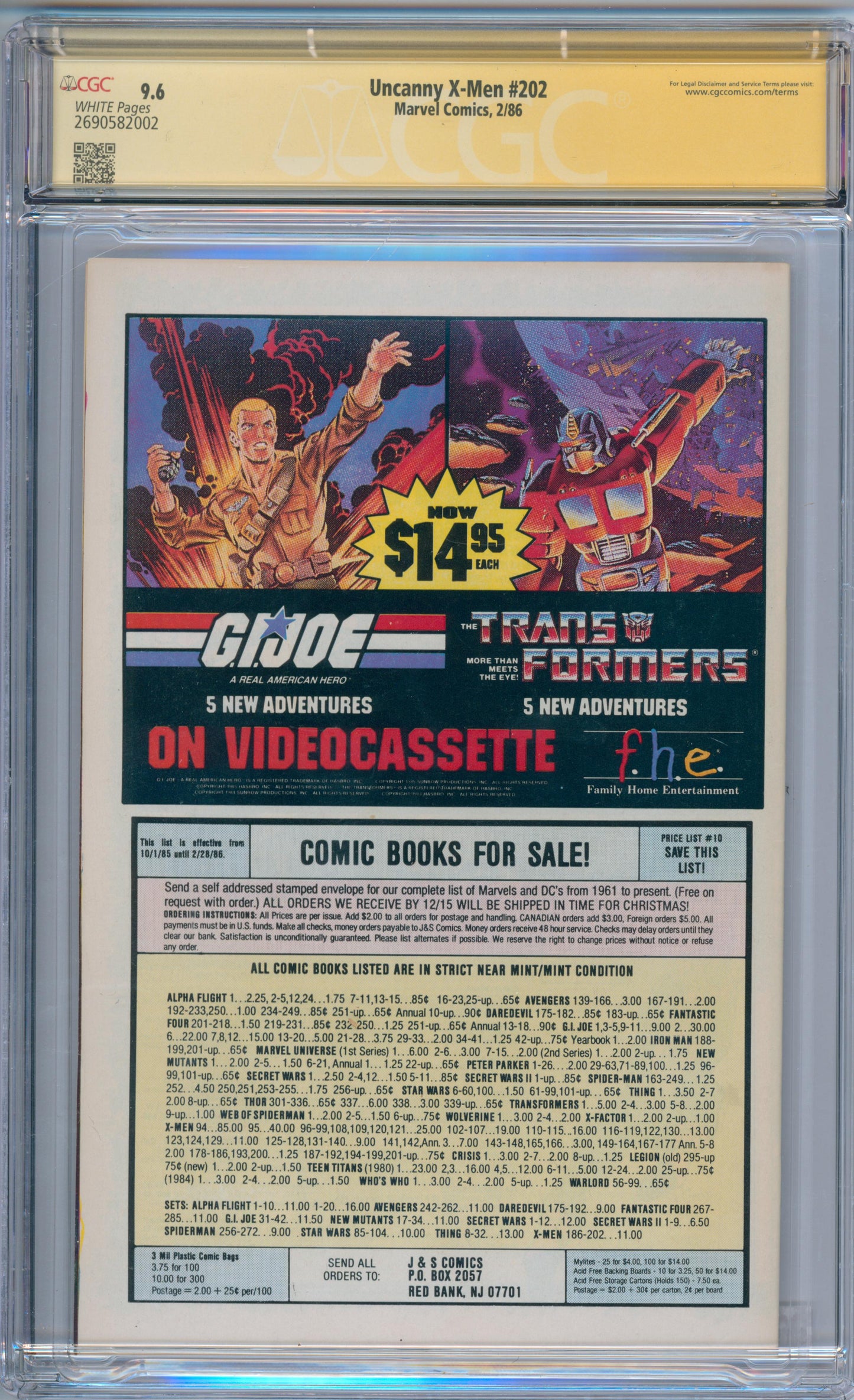Uncanny X-Men #202 (1982) CGC 9.6 Sig. Chris Claremont