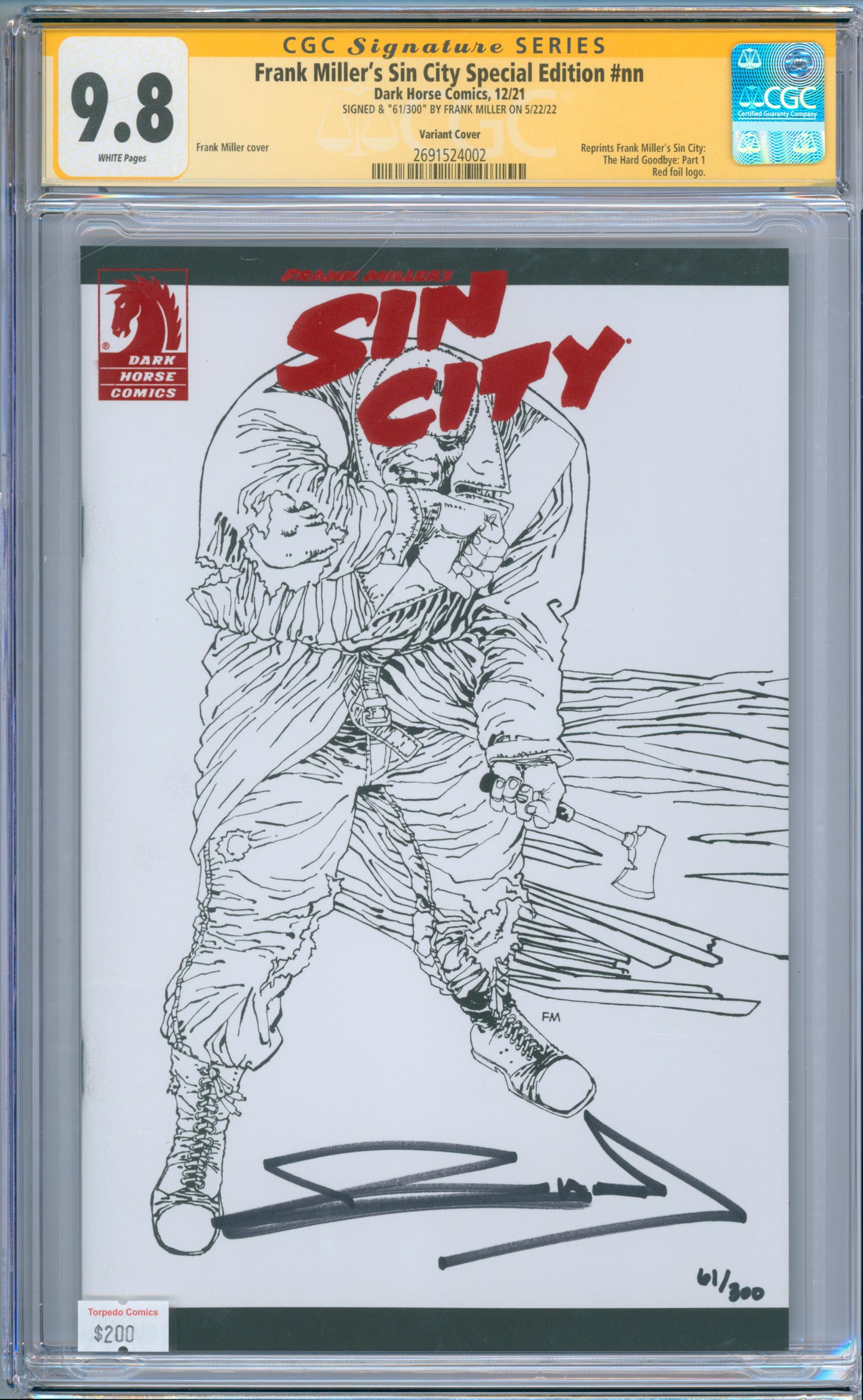Frank Miller's Sin City Special Edition #nn (2021) CGC 9.8 Sig. Frank Miller