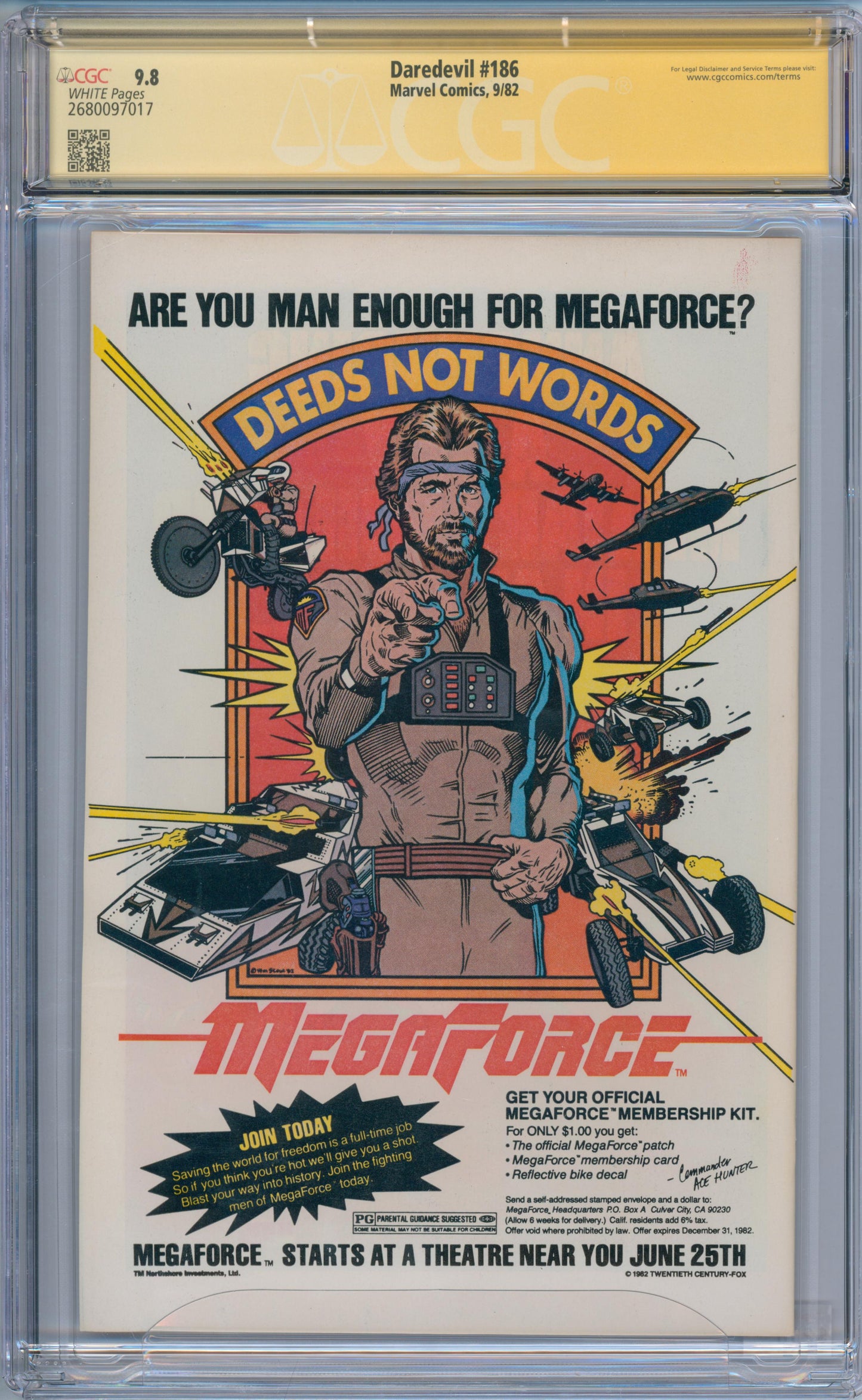 Daredevil #186 (1982) CGC 9.8 Sig. Frank Miller