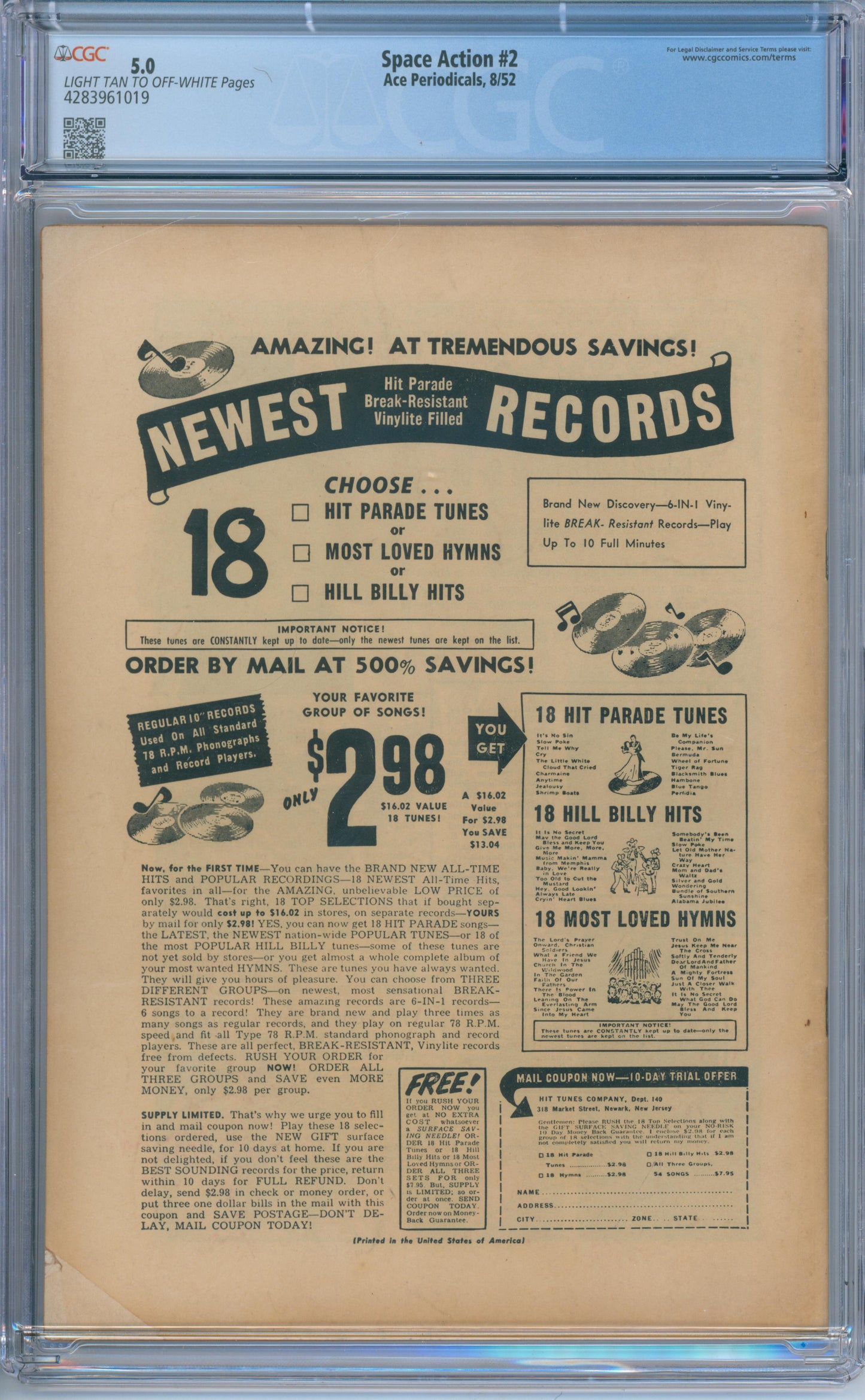 Space Action #2 (1952) CGC 5.0