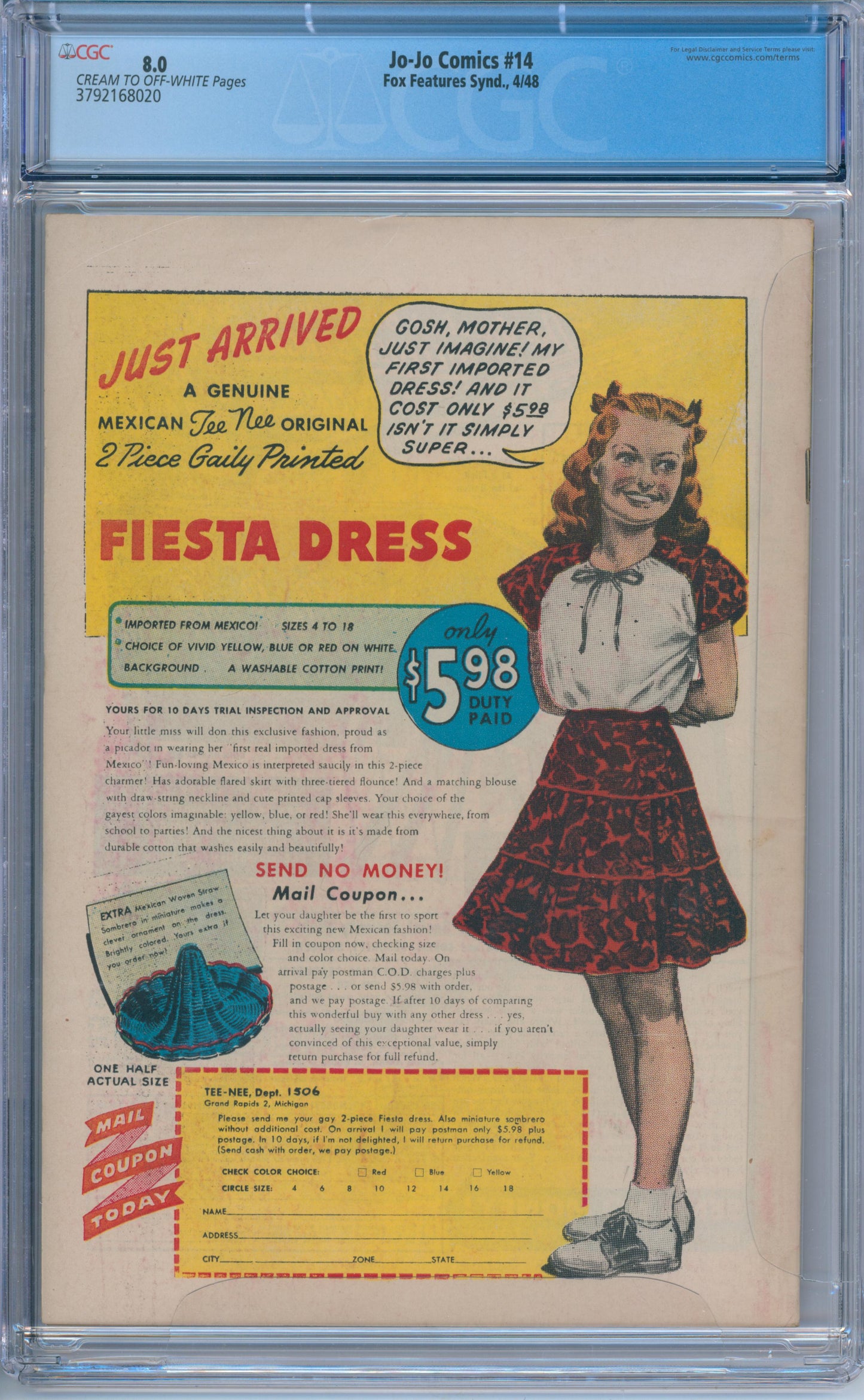 Jo-Jo Comics #14 (1948) CGC 8.0