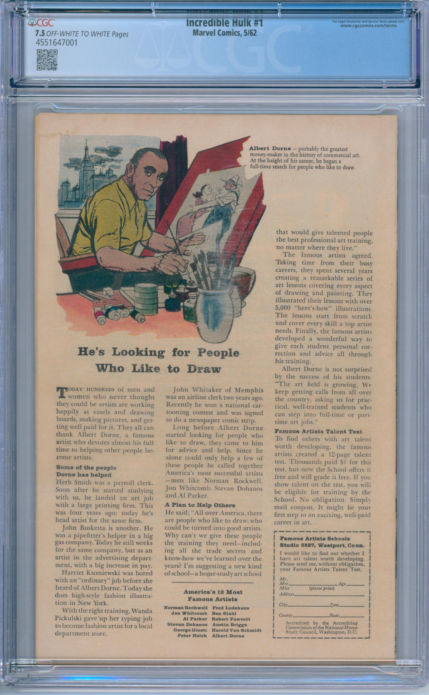 Incredible Hulk #1 (1962) CGC 7.5