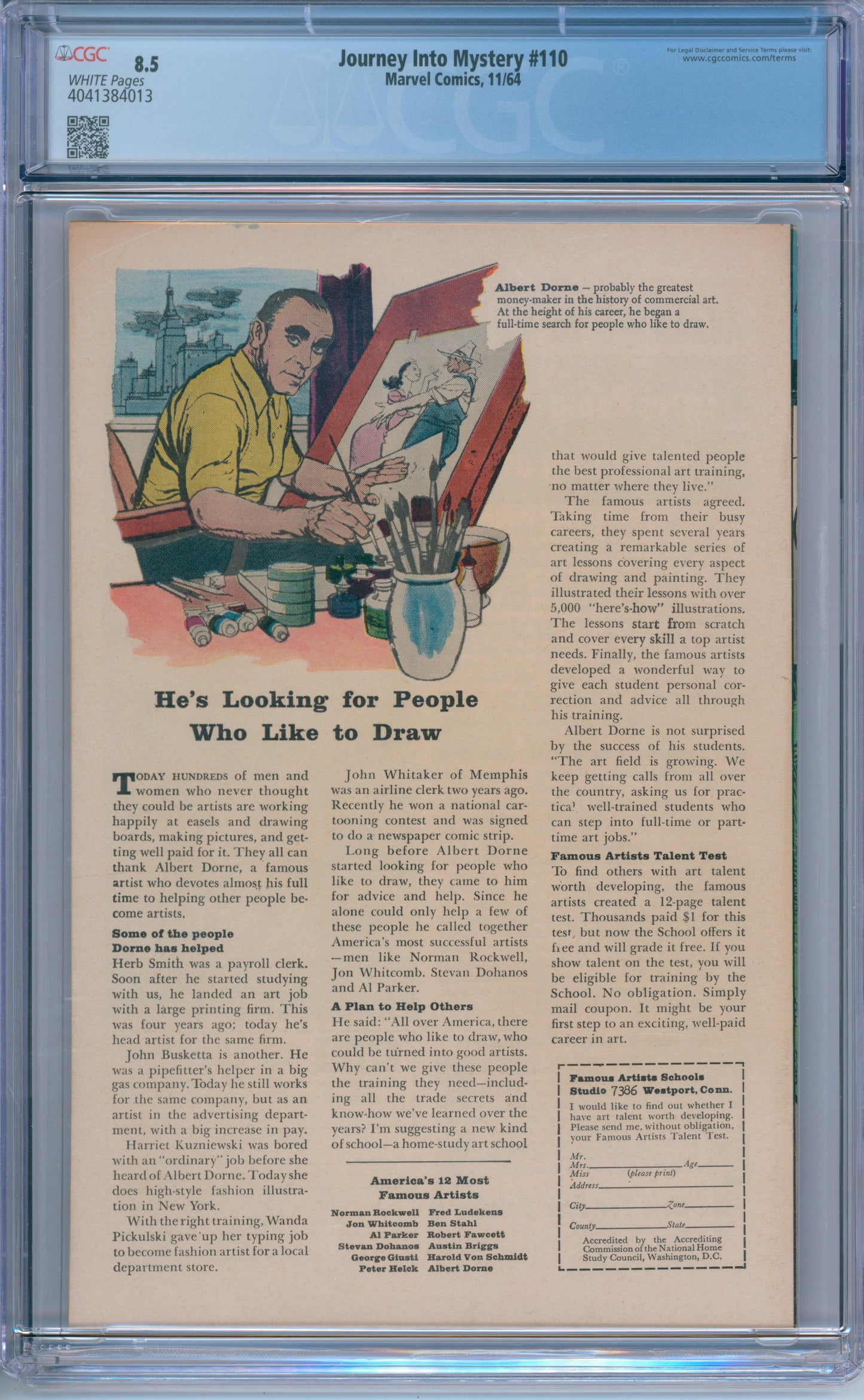 Journey Into Mystery #110 (1964) CGC 8.5