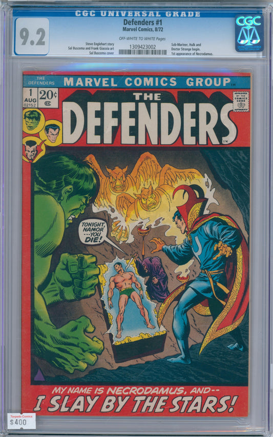 Defenders #1 (1972) 9.2 CGC 1st App. Necrodamus