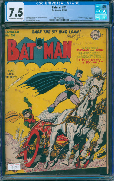 Batman #24 7.5 CGC (1944) 1st Appearance Professor Carter Nichols