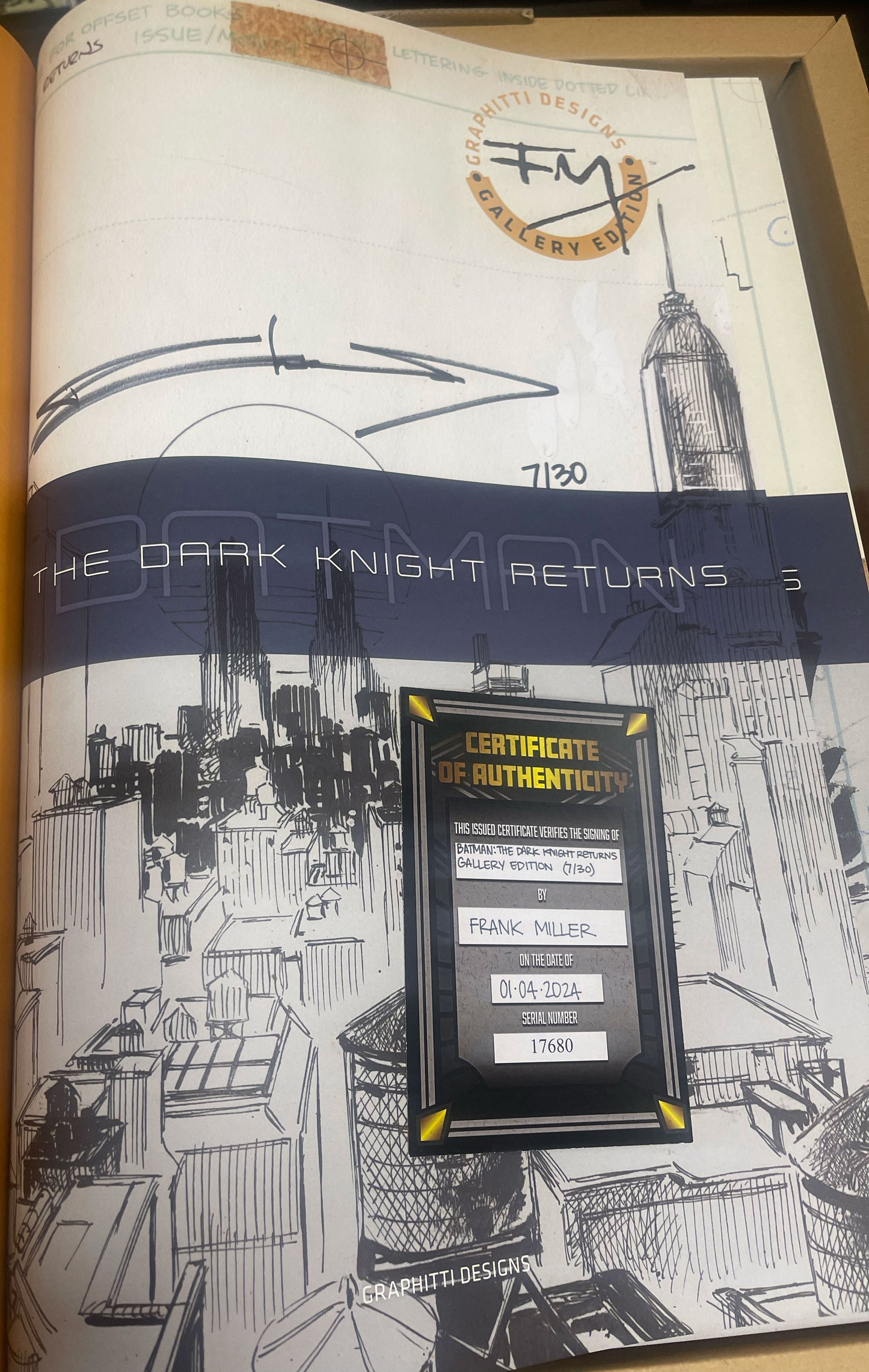 Frank Miller Signed: BATMAN THE DARK KNIGHT RETURNS Gallery Edition 7/30