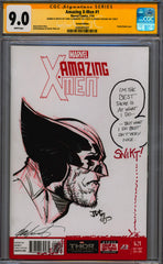 Amazing X-Men #1 9.0 CGC Signed & Sketch by Claremont & Cassara
