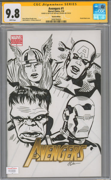 Avengers #1 9.8 CGC Signed & Sketch by Michael Golden