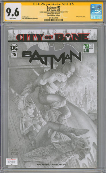 Batman #75 Hero Initiative Edition 9.6 CGC Signed & Sketch by Doug Wheatley