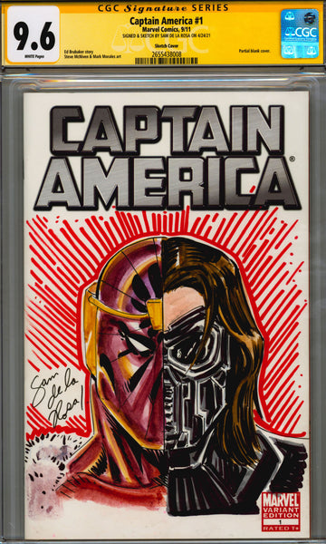 Captain America #1 9.6 CGC Signed & Sketch by Sam De La Rosa
