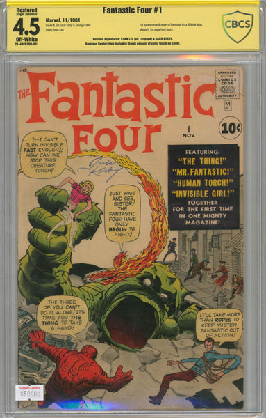 Fantastic Four #1 4.5 CBCS Signed by Stan Lee & Jack Kirby