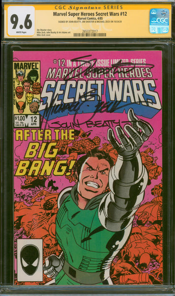 Marvel Super Heroes Secret Wars #12 9.6 CGC Signed Beatty, Shooter & Zeck